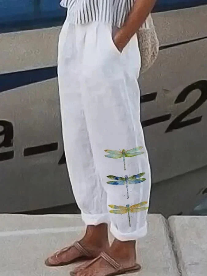 Meryl | Pantalones con Estampado de Libélulas