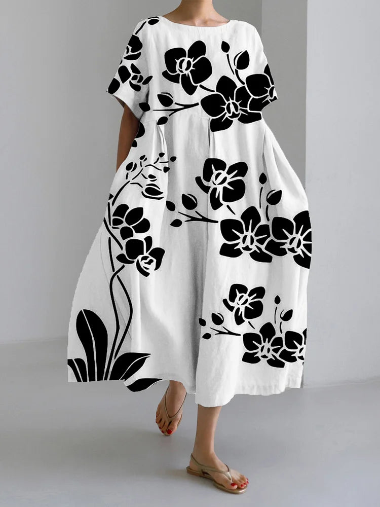 AVA - VESTIDO DE FLORES NEGRO ELEGANTE