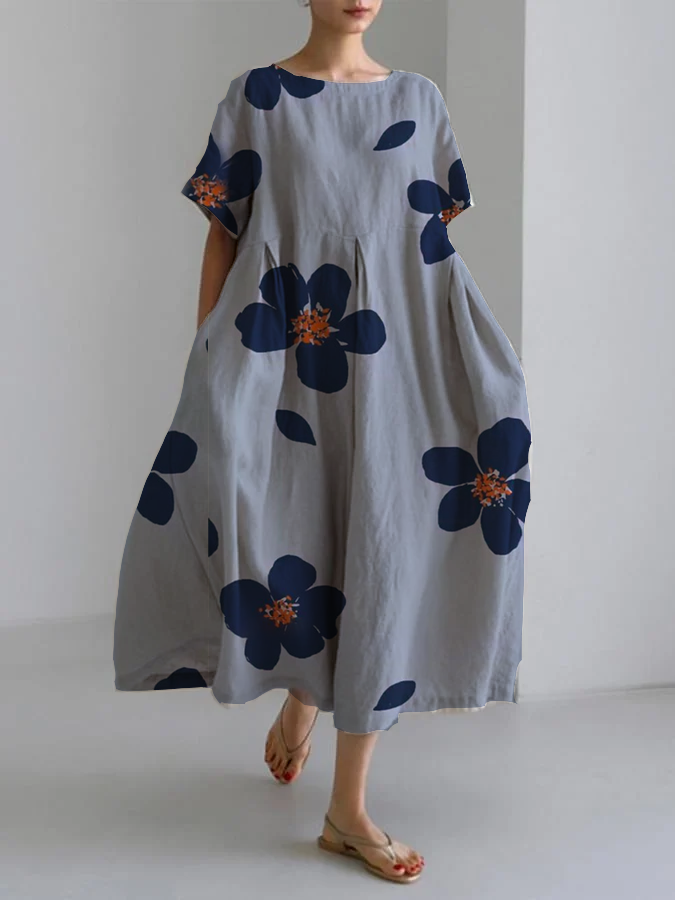 SOPHIA - VESTIDO DE CUELLO REDONDO CON PATRÓN FLORAL