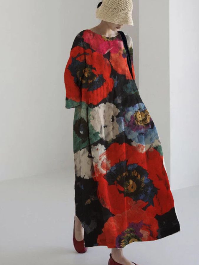 VICTORIA - VESTIDO MIDI CON PATRÓN FLORAL PARA VACACIONES