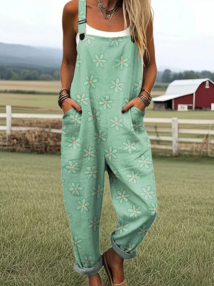 Mono Vintage Floral Pierna Ancha