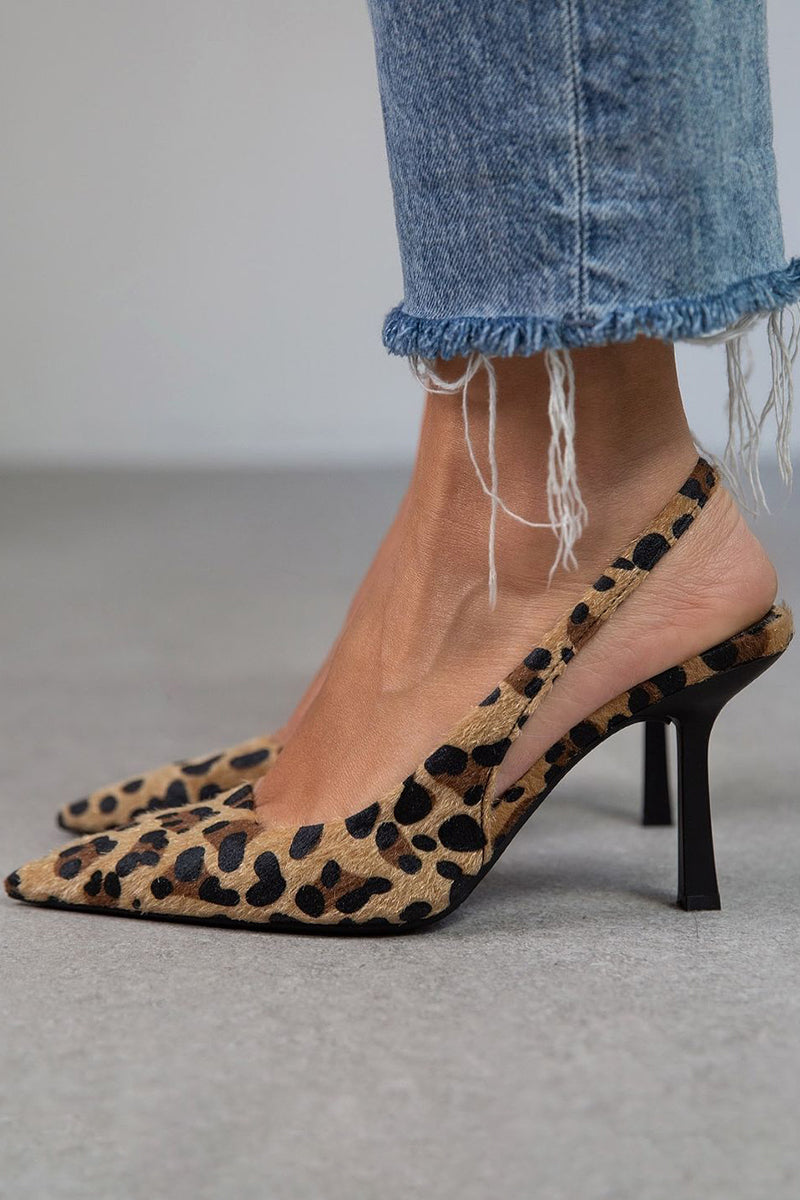 Liorina | Escarpins kaki avec imprimé léopard et bouts pointus
