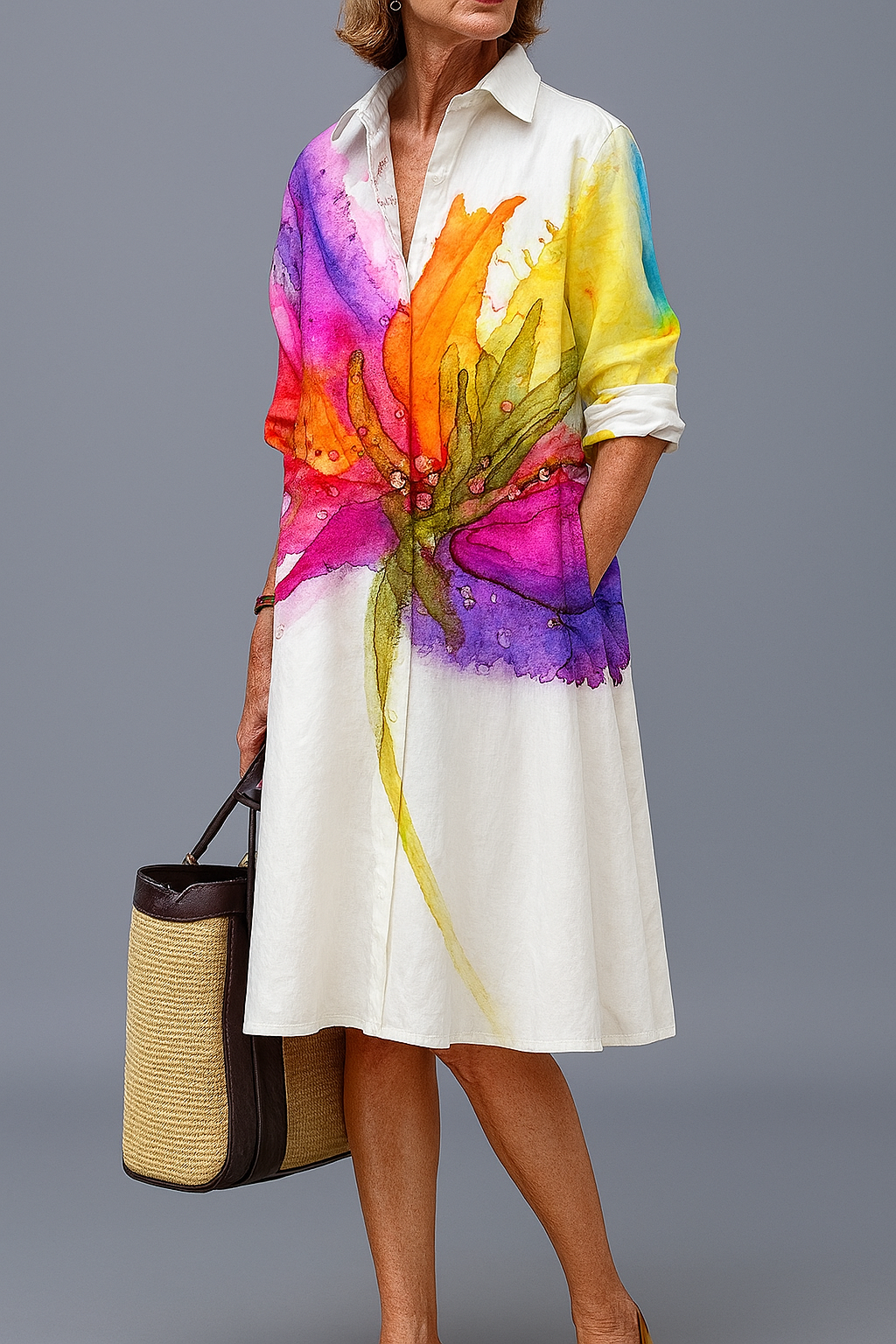 Doris - Vestido Midi Luxe para un Confort Estival Sin Esfuerzo