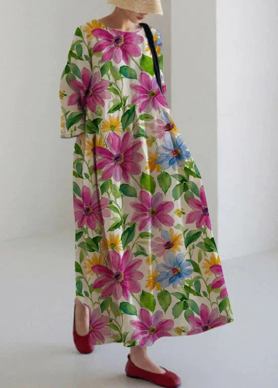 NOVA - VESTIDO CON GRAN PATRÓN FLORAL