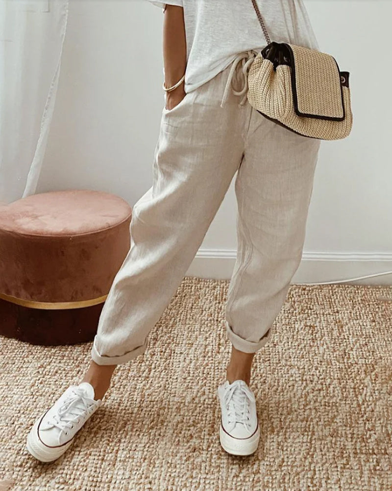 Pantalón de Lino Anti-Transpiración Casual y Elegante