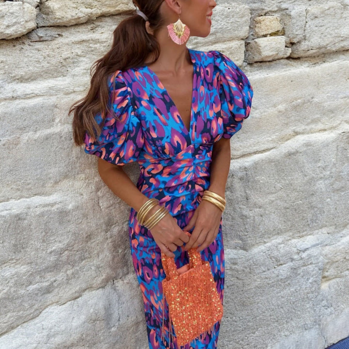 Carole | Vestido Fiesta Vibrante con Detalles Espectaculares