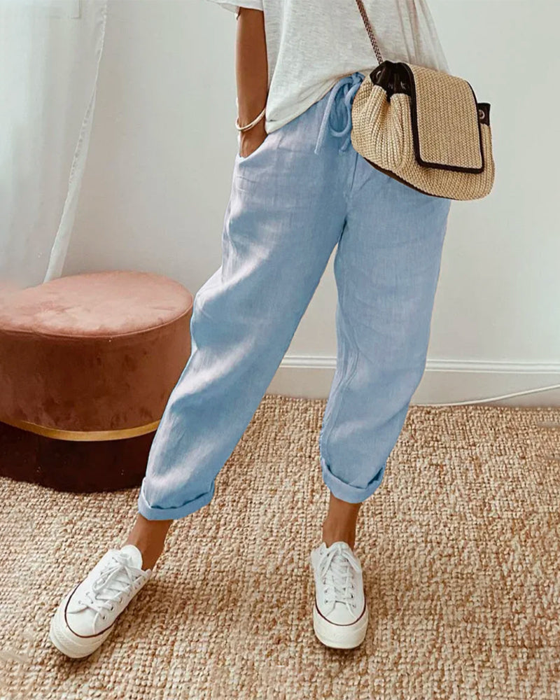 Pantalón de Lino Anti-Transpiración Casual y Elegante