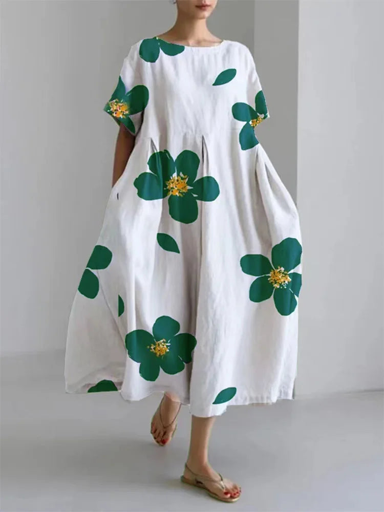 NORA - VESTIDO CON PATRÓN FLORAL Y CUELLO REDONDO