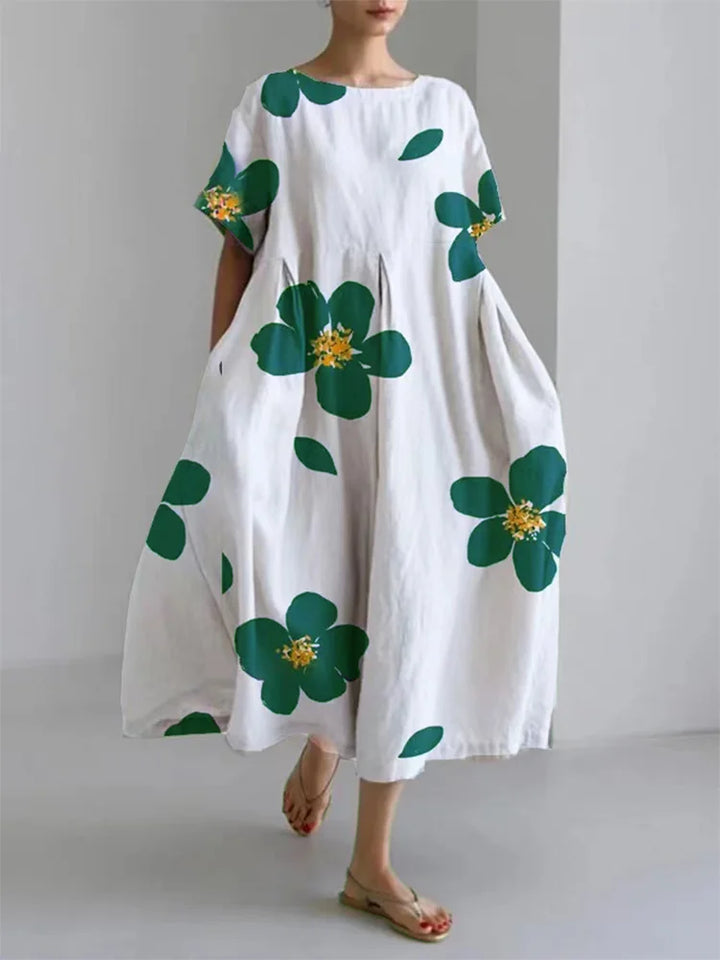 NORA - VESTIDO CON PATRÓN FLORAL Y CUELLO REDONDO