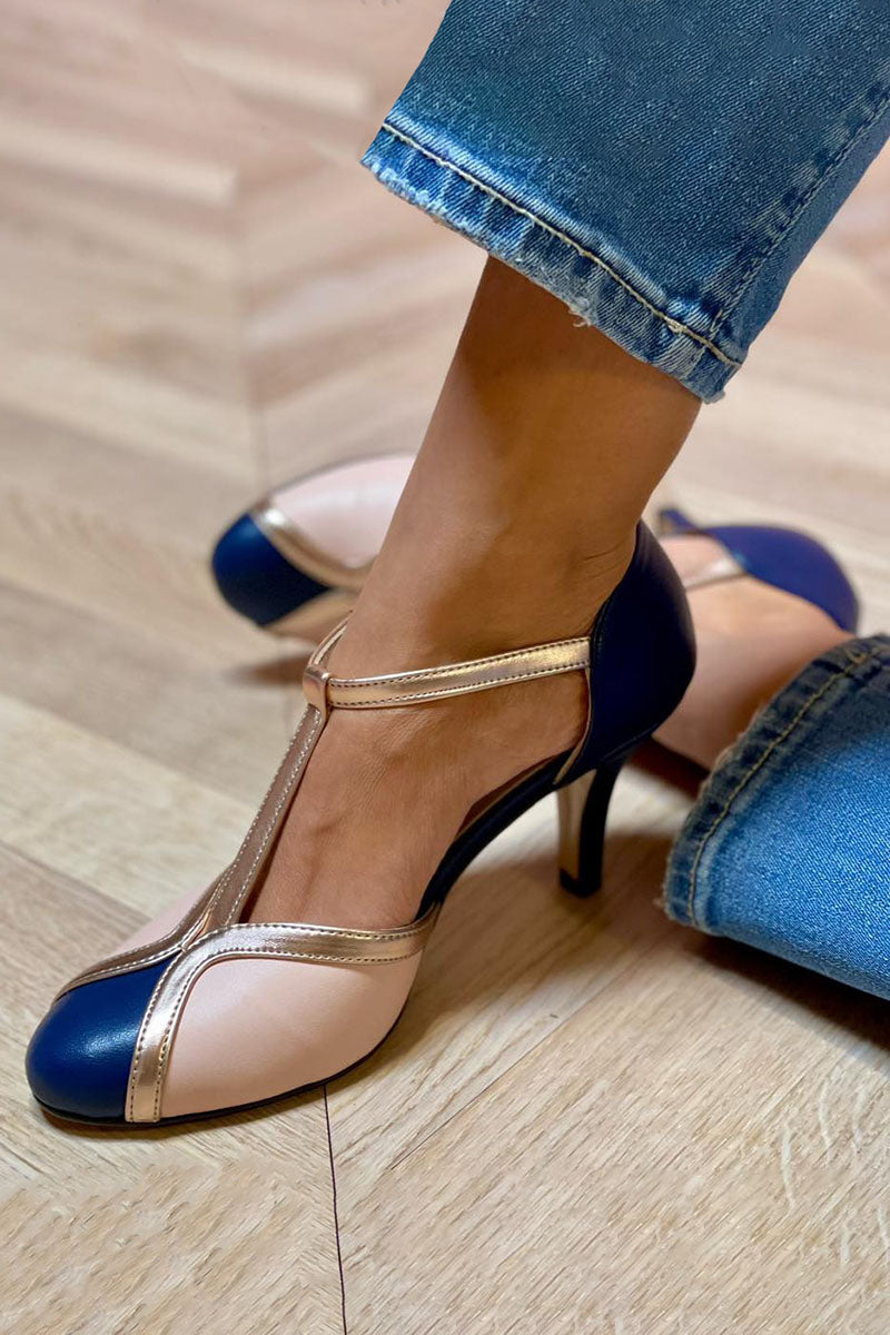 Alessia™ | Pompes T-strap colorées et confortables avec bout rond