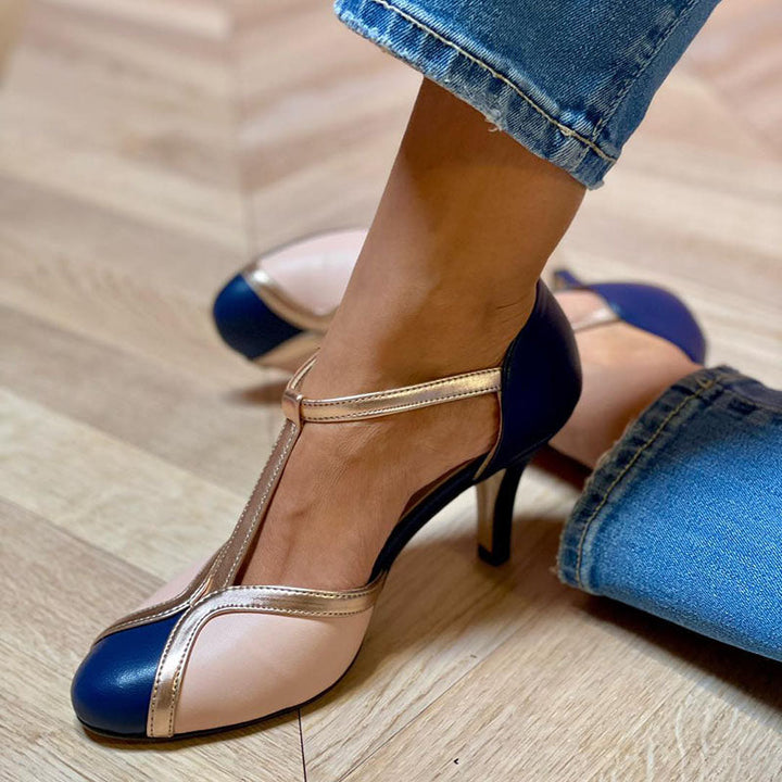 Alessia™ | Pompes T-strap colorées et confortables avec bout rond