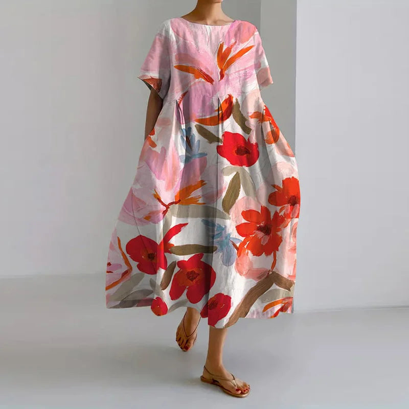 ISLA - VESTIDO CON PATRÓN FLORAL Y ESCOTE EN V