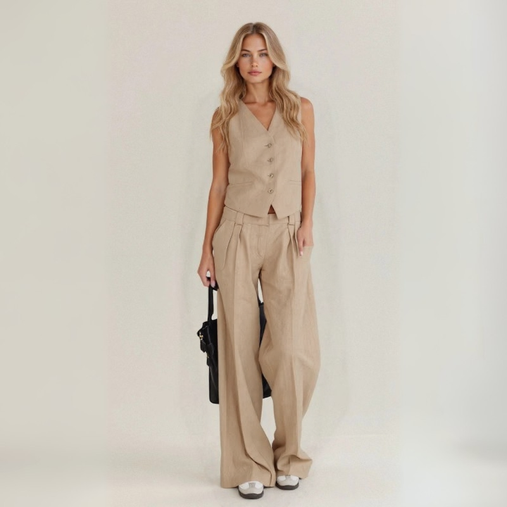 Elena | Conjunto casual de lino hecho a mano