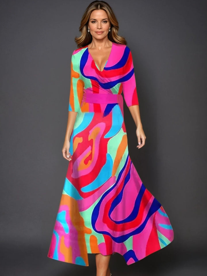 Zoe - Vestido Maxi Floral Clásico con Escote en V