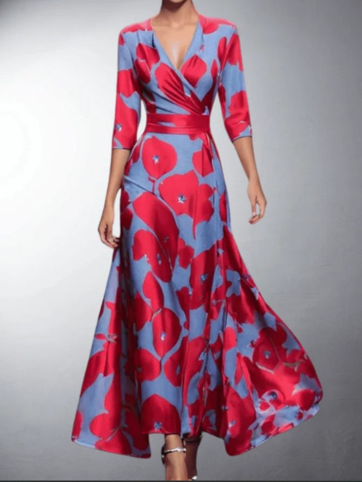 Zoe - Vestido Maxi Floral Clásico con Escote en V