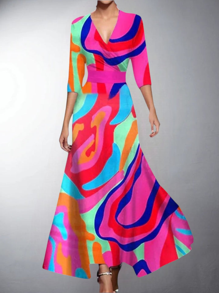 Zoe - Vestido Maxi Floral Clásico con Escote en V