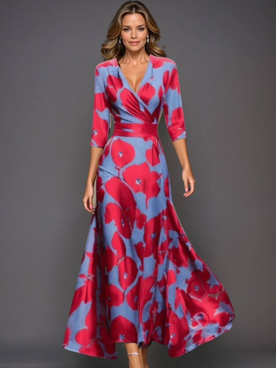 Zoe - Vestido Maxi Floral Clásico con Escote en V