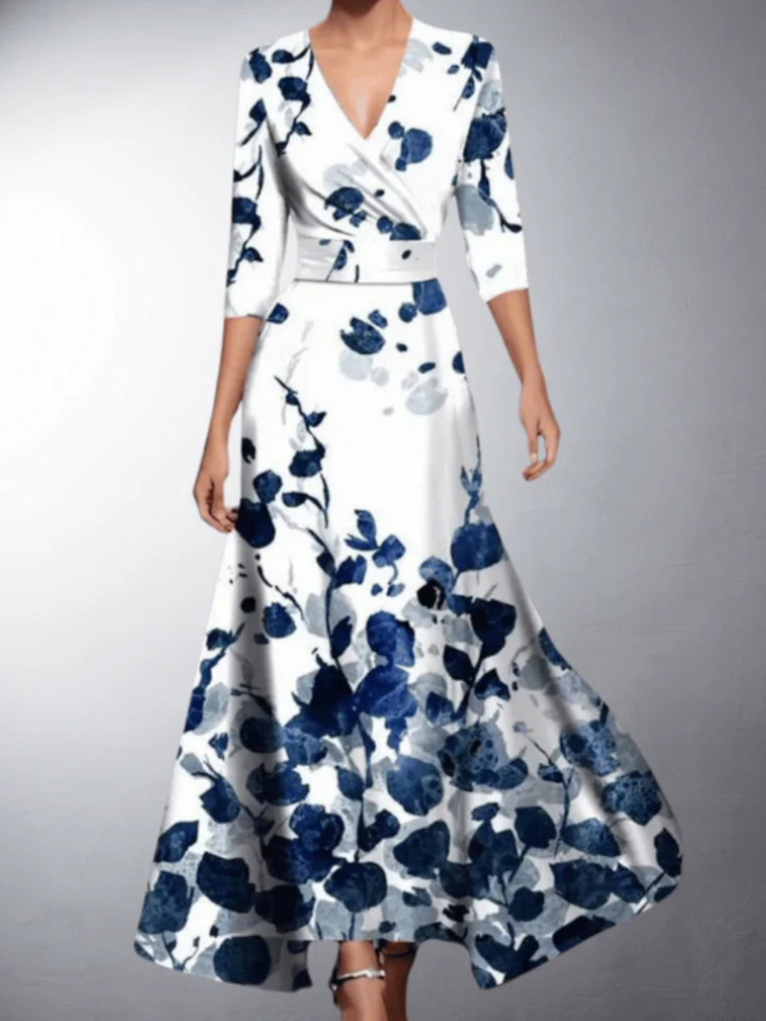 Zoe - Vestido Maxi Floral Clásico con Escote en V