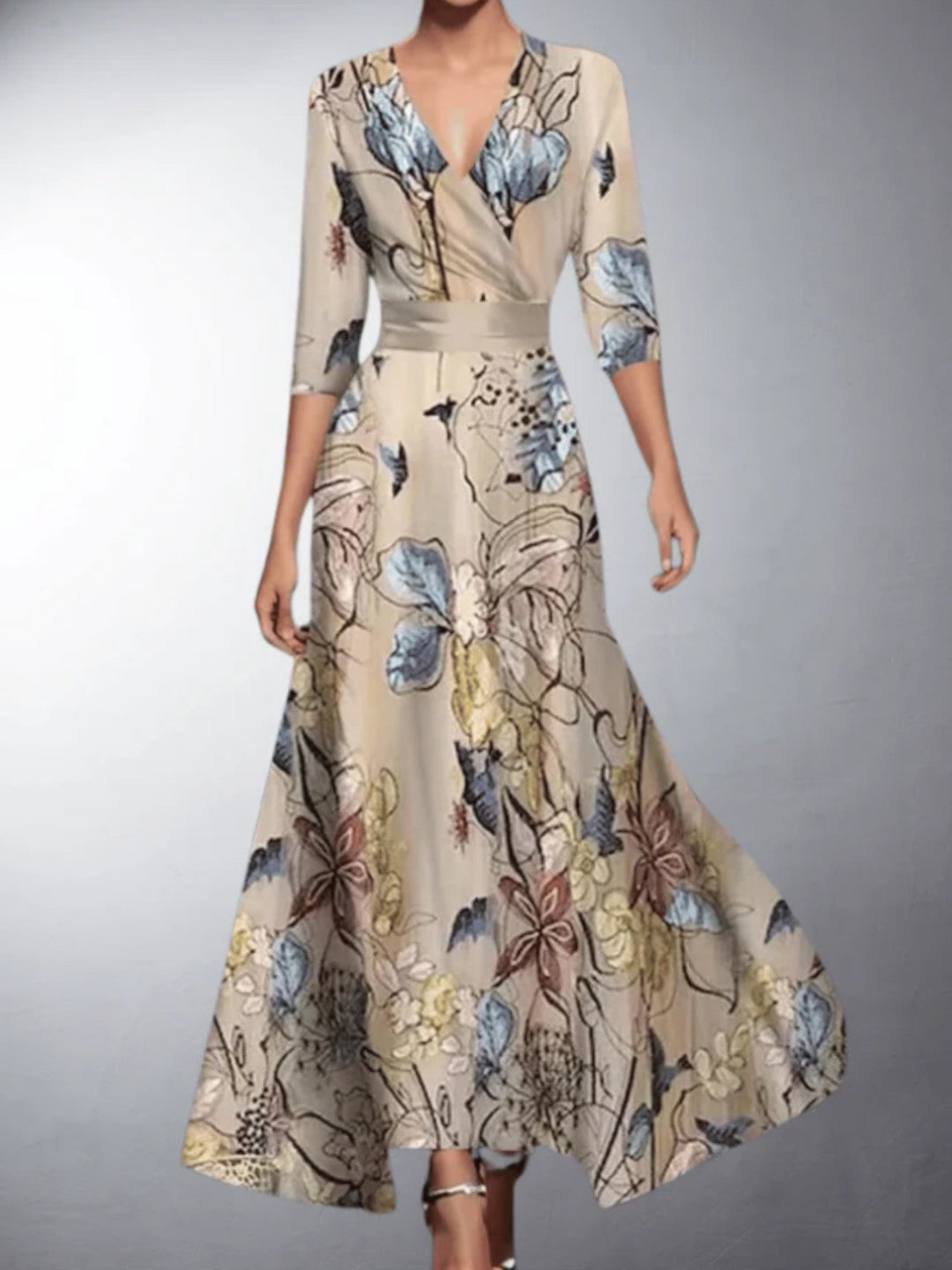 Zoe - Vestido Maxi Floral Clásico con Escote en V