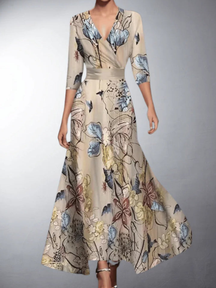 Zoe - Vestido Maxi Floral Clásico con Escote en V