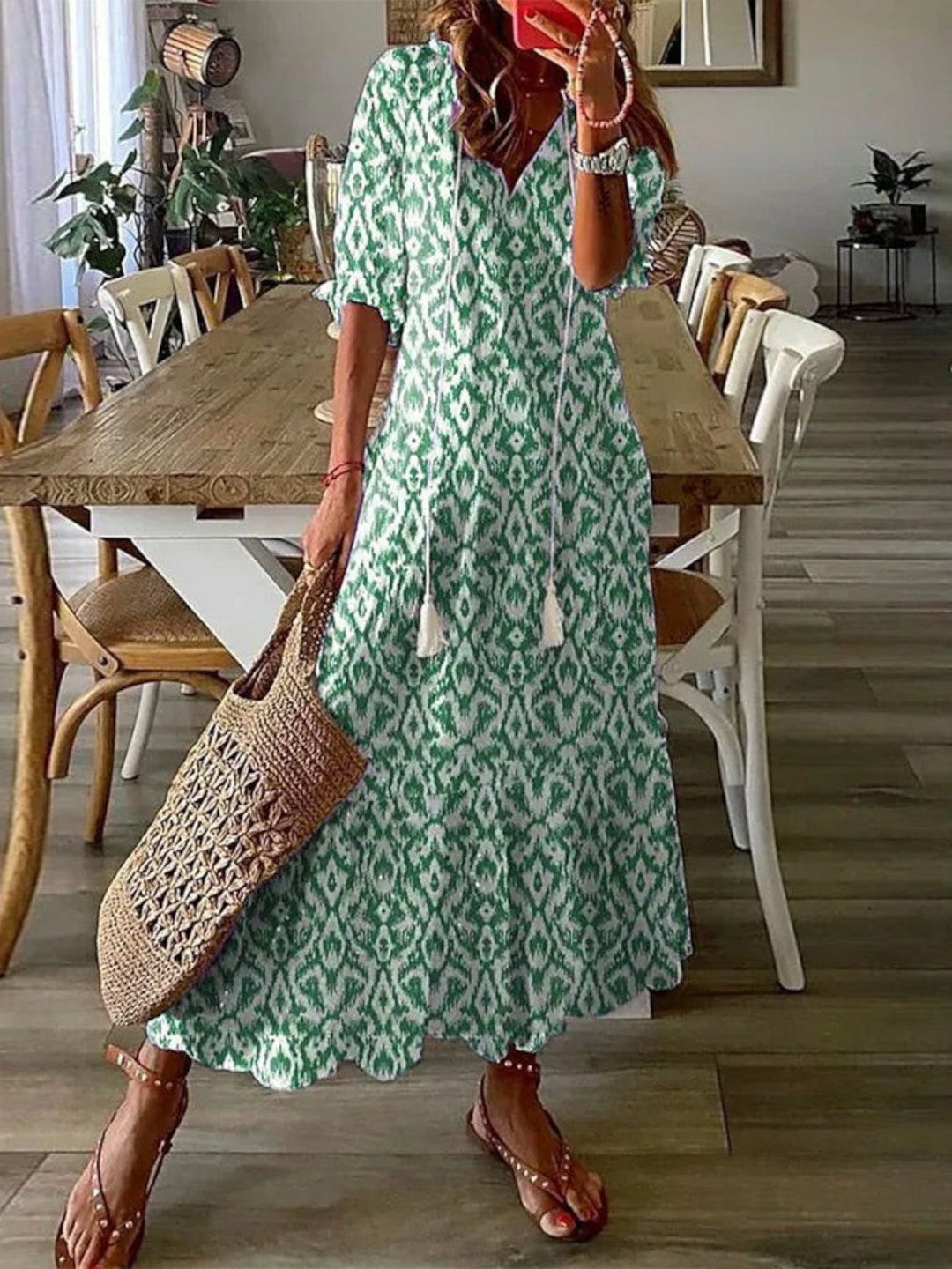 Sophia - Vestido de Verano Boho Vintage con Escote en V