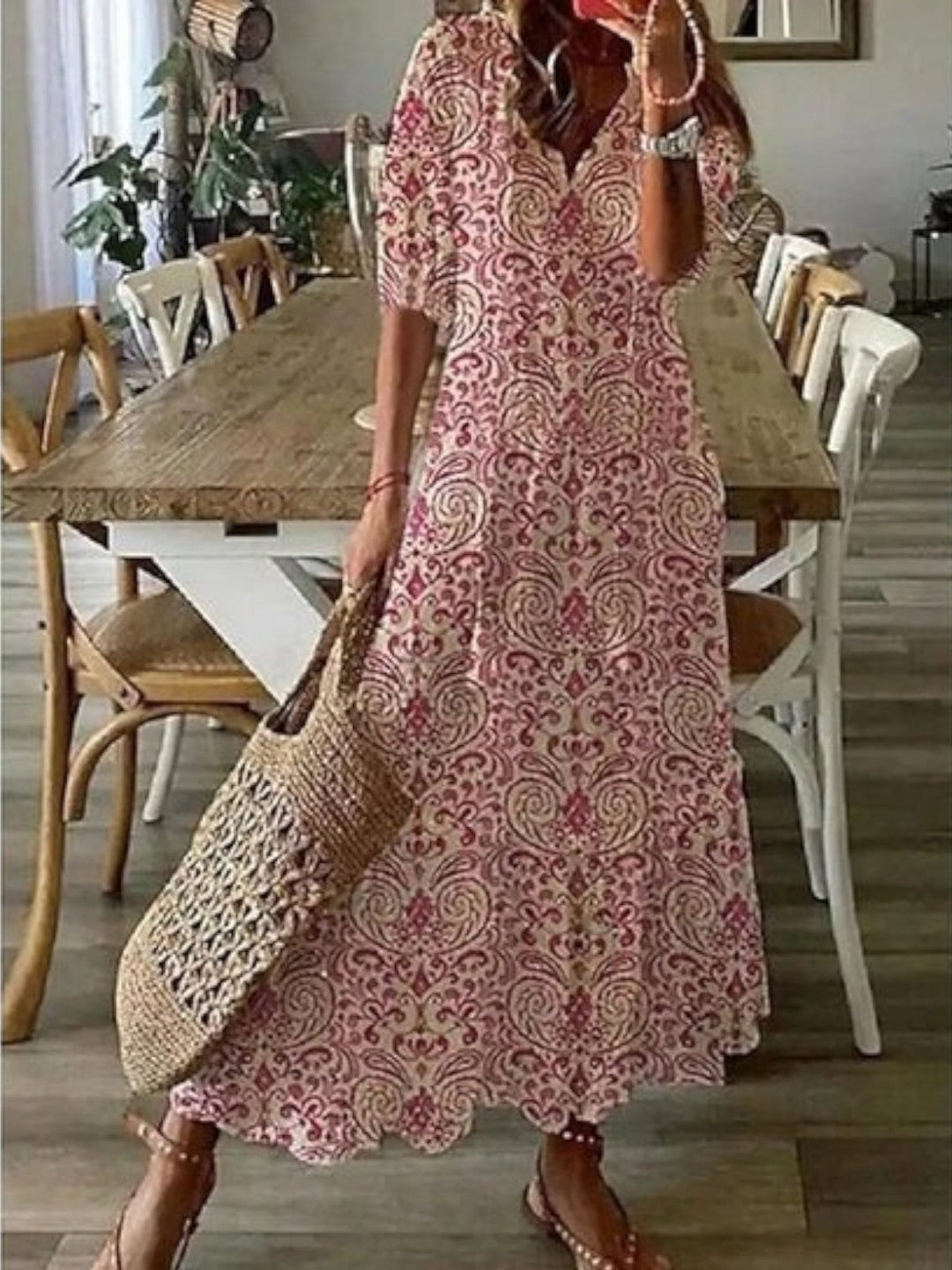 Sophia - Vestido de Verano Boho Vintage con Escote en V