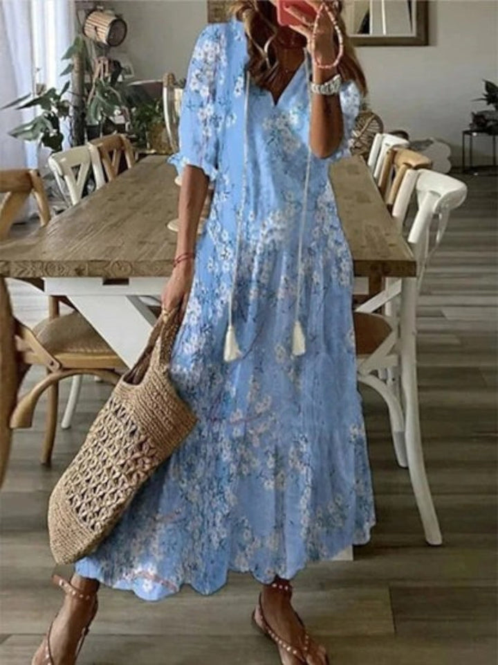 Sophia - Vestido de Verano Boho Vintage con Escote en V