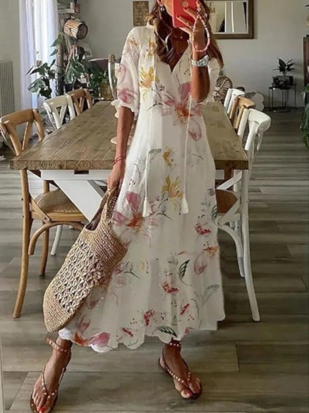 Sophia - Vestido de Verano Boho Vintage con Escote en V