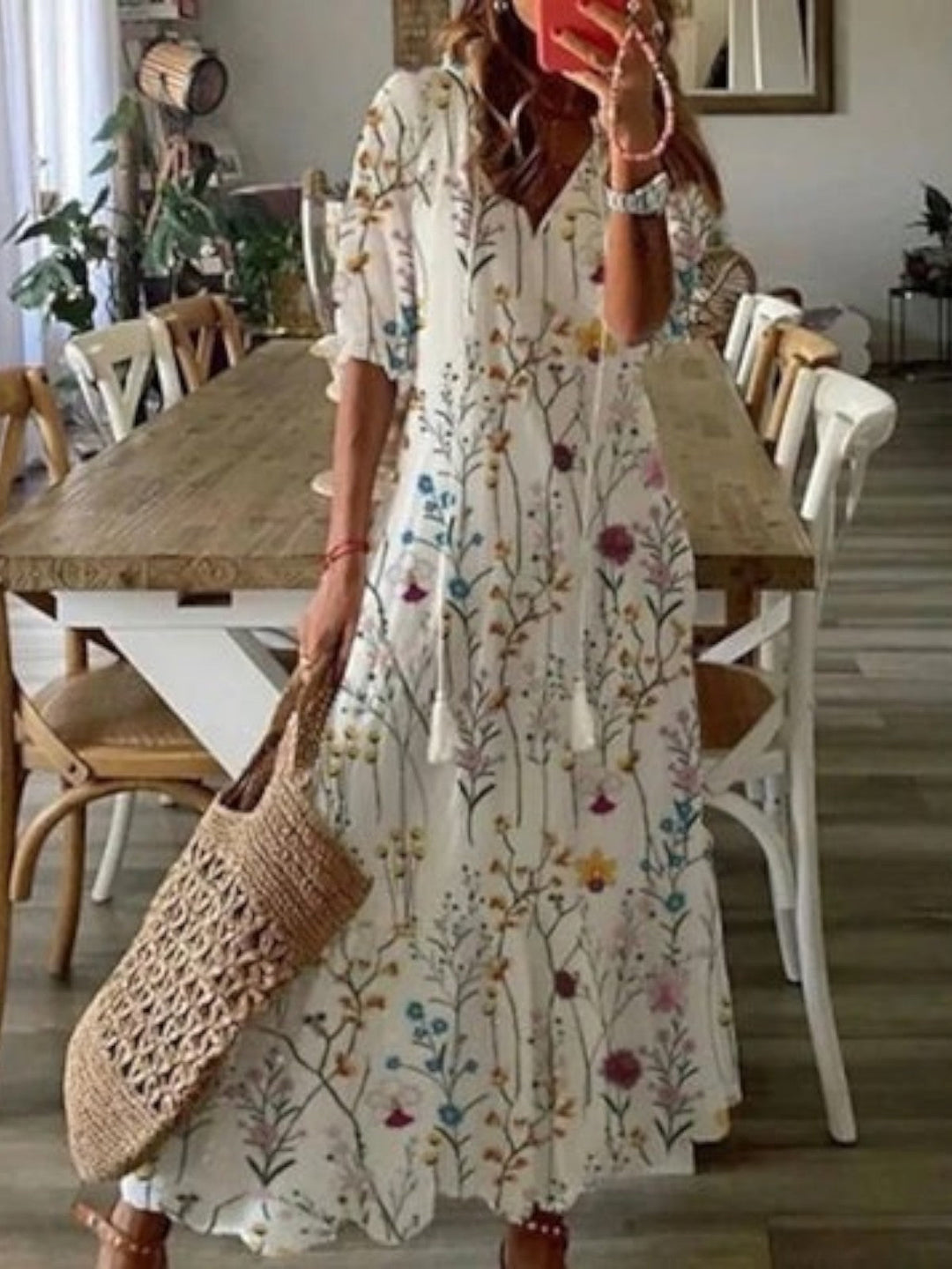 Sophia - Vestido de Verano Boho Vintage con Escote en V