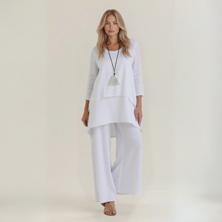 Eva | Conjunto de verano ligero en acabado de lino natural