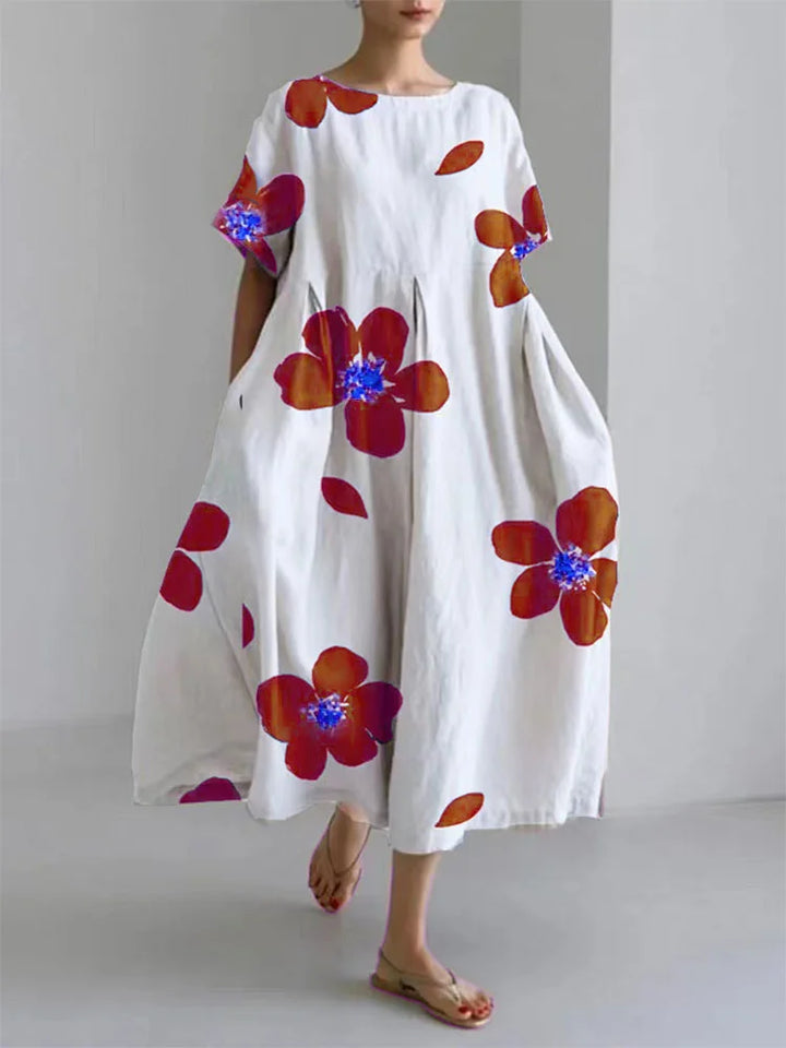 NORA - VESTIDO CON PATRÓN FLORAL Y CUELLO REDONDO