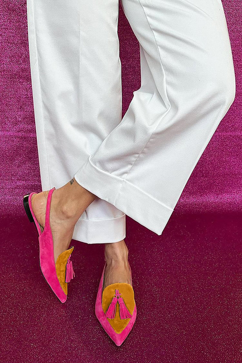 Frendessa | Ballerines colorées avec des franges et une sangle décorative à la cheville