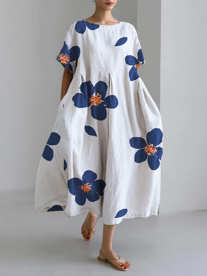 NORA - VESTIDO CON PATRÓN FLORAL Y CUELLO REDONDO