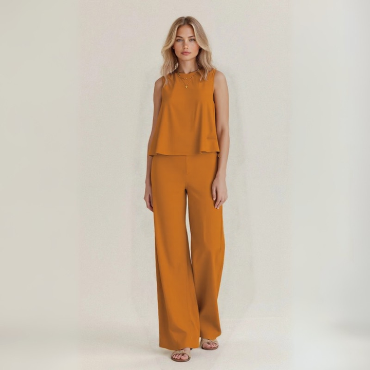 Emma | Conjunto sin mangas con acabado de lino natural hecho a mano