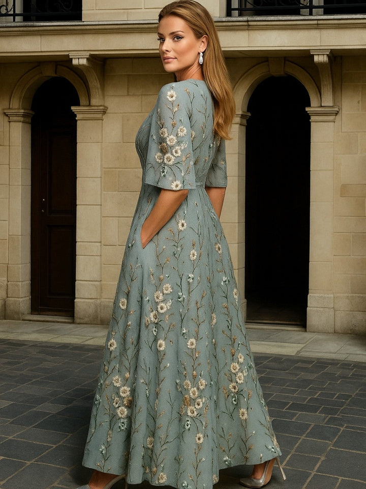 Hazel - Elegante Vestido Boho con Cuello en V y Cinturón