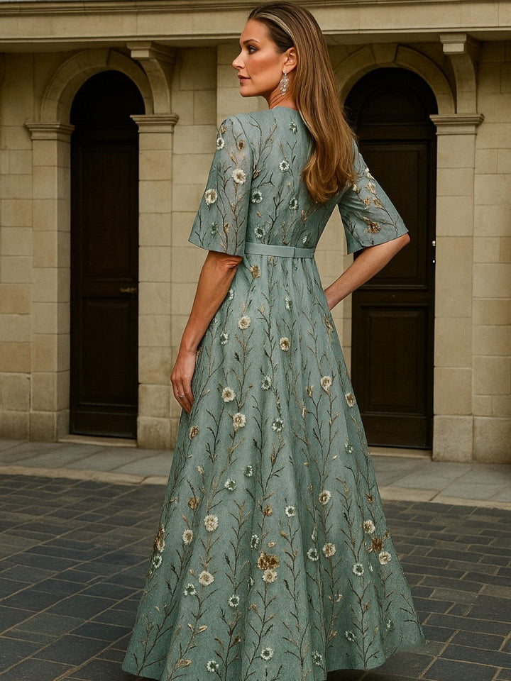Hazel - Elegante Vestido Boho con Cuello en V y Cinturón